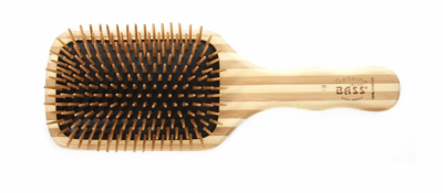 Bass Brush - The Green Brush 18, Large Paddle Hairbrush with Bamboo Pins + Bamboo Handle