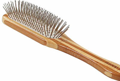 Bass Brush - A11 Style & Detangle Pet Brush Alloy Pin - Pure Bamboo Handle - Medium Paddle
