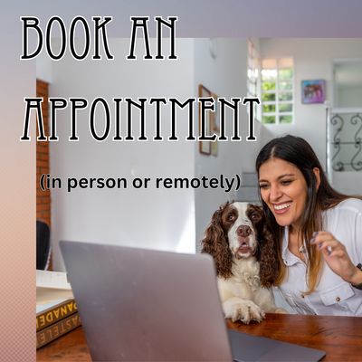 Finnessiam; Book Virtual / In Person Appointments - info and deposit. FOR ANIMALS ONLY.