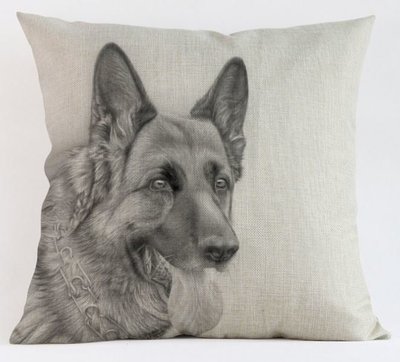 German Sheperd (black/white) Cushion Cover German Sheperd (black/white) Cushion Cover