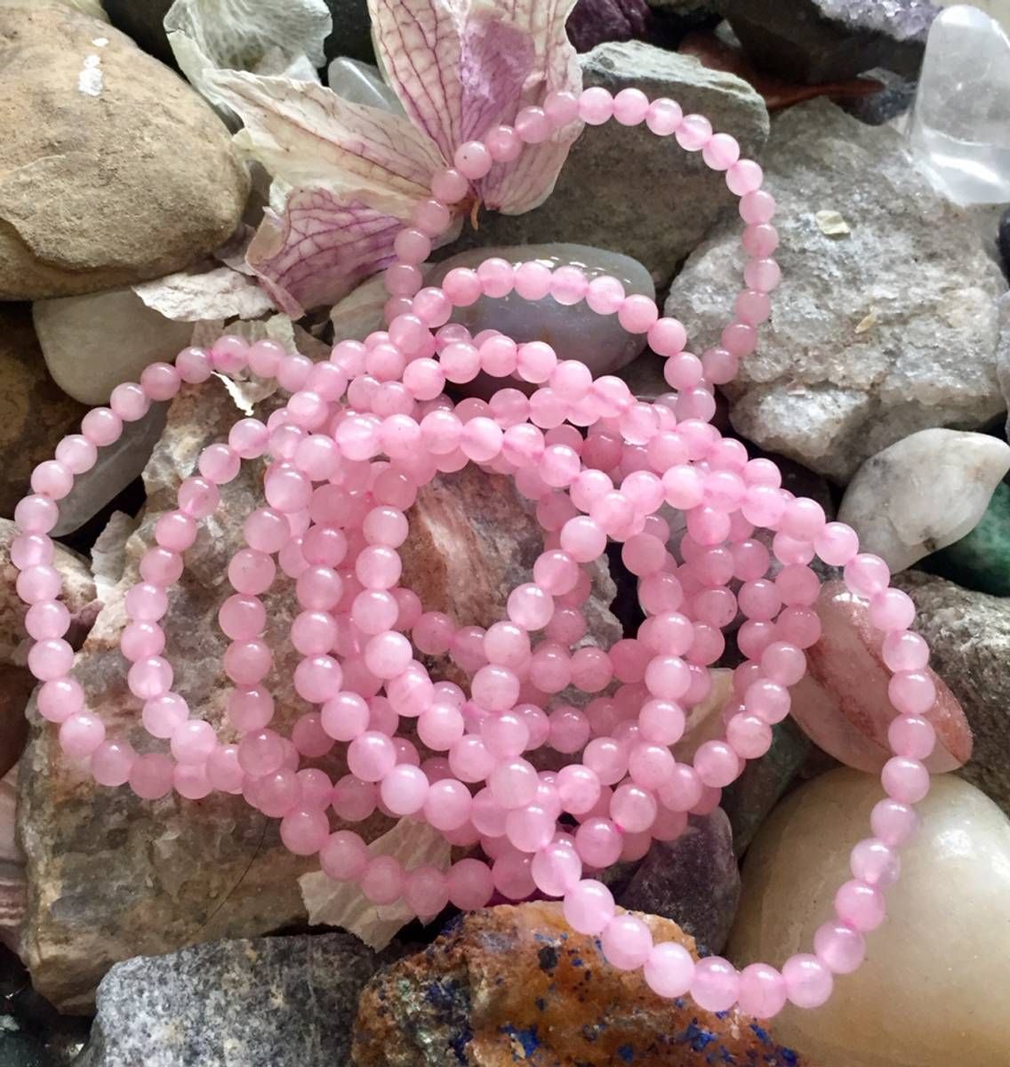 Rosenkvarts Armbånd For Barn/Rose Quartz Bracelet For Kids