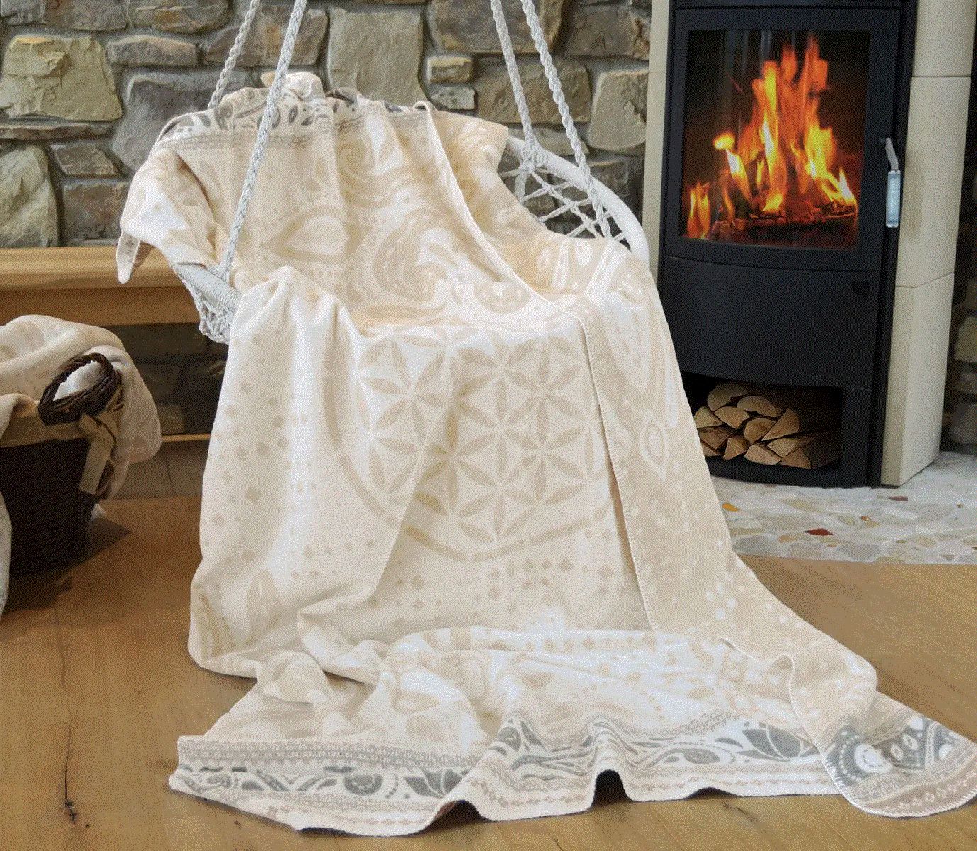 Cuddly Beige Pledd/Blanket Beige Organic 