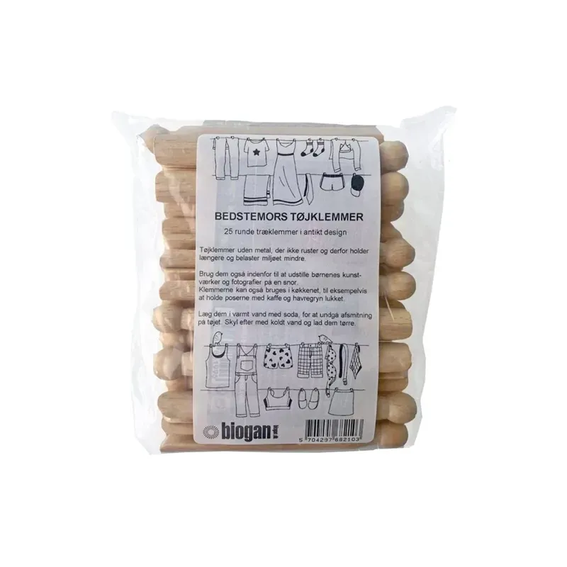 Biogan Bestemors Klesklyper 25 stk/Plastic-free Clothespins