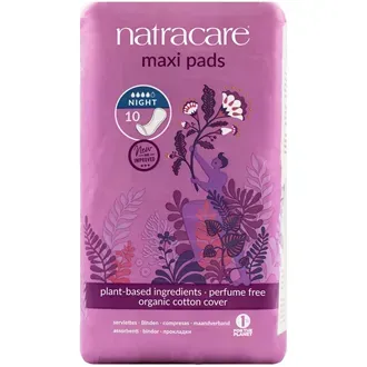 Natracare Maxi Bind/Maxi Pads Night Time 10 stk