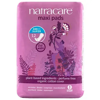 Natracare Maxi Bind Super/Super Maxi Pads 12 stk