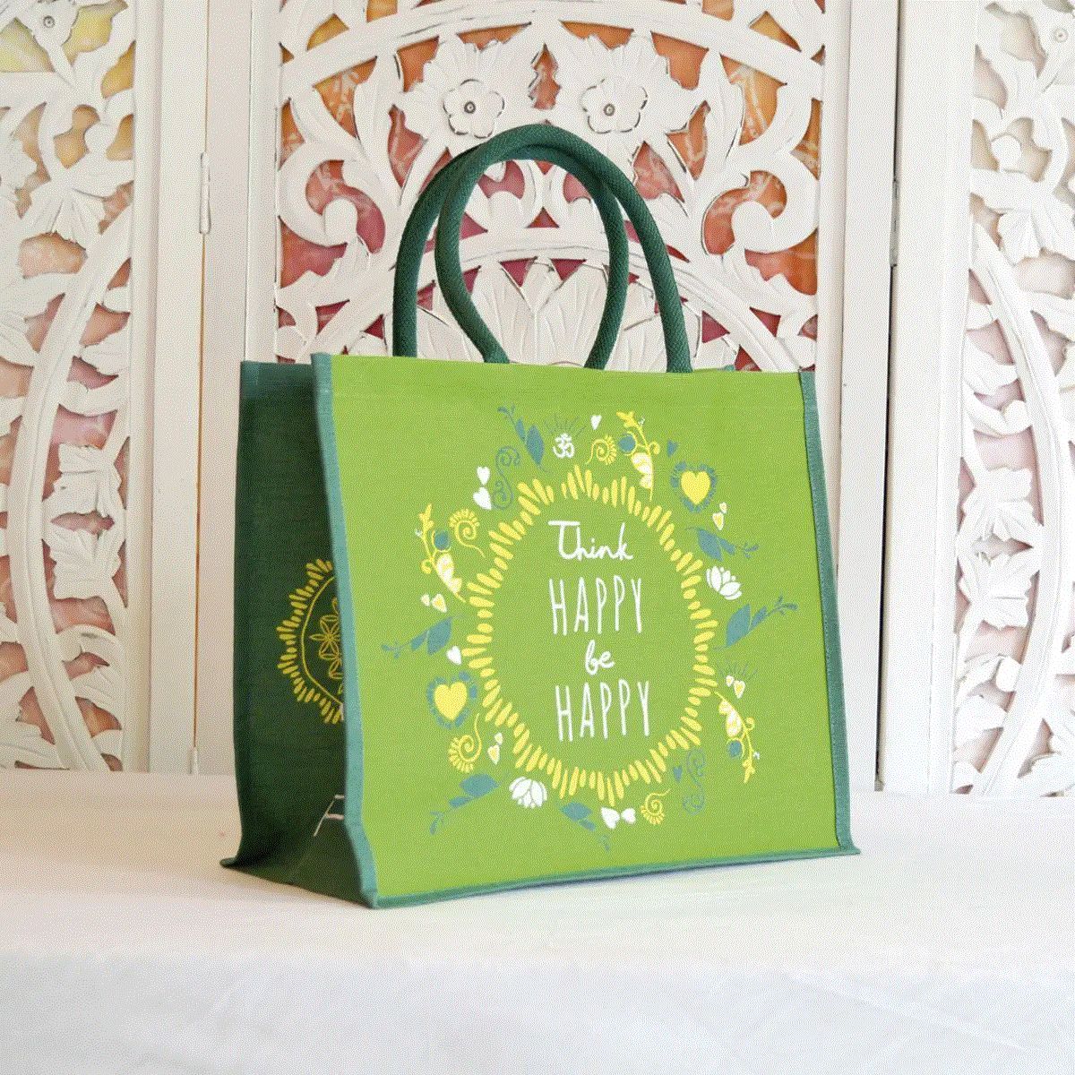 Bagveske Grønn/Tote Bag Green Flower of Life