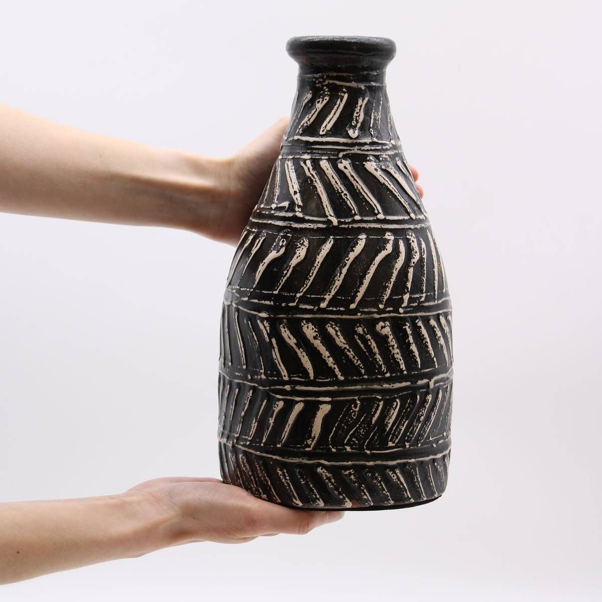 Vase/Terracotta Vase Chocolate Greek Taper 31x15cm