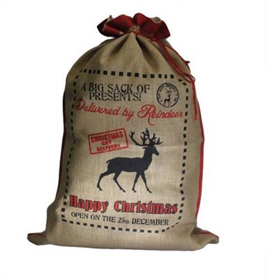 Julesekk Jute/Christmas Sack Delivered By Reindeer