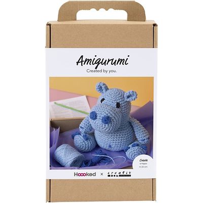 DIY Kit Amigurumi Flodhest/Crochet Kit Hippo