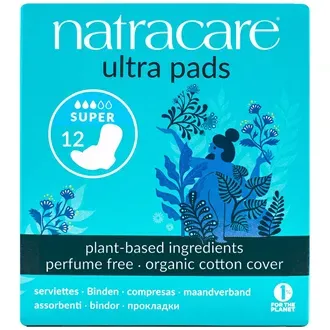 Natracare Ultra Bind Super/Ultra Pads With Wings 12pcs
