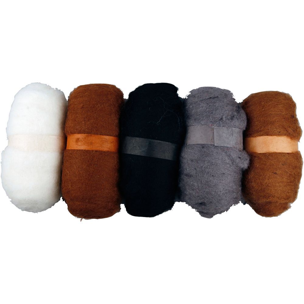 Kardet Ull Natur Mix 5-pk/Cardet Wool 5x100g