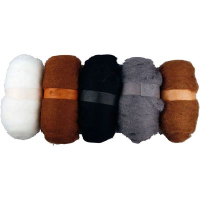 Kardet Ull Natur Mix 5-pk/Cardet Wool 5x100g
