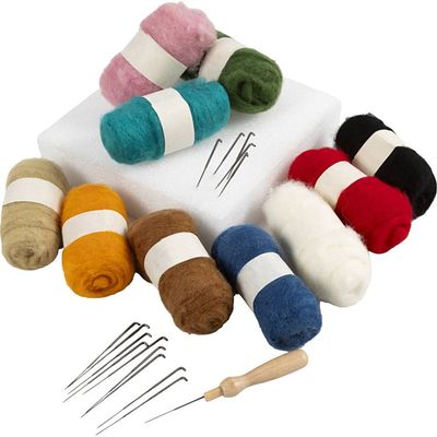 Kardet Ull Kit Nålefilting/Needle Felting Kit 10x25g