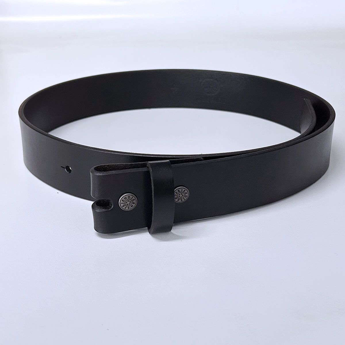 Solid Black Genuine Leather Belt Brass Snap On Belt BELT1-014BKN