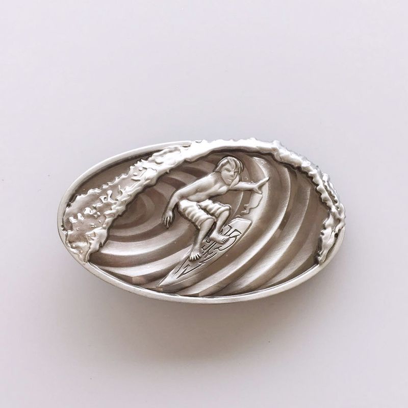 Vintage 3D Surfing Play Boy Oval Belt Buckle Gurtelschnalle Boucle de ceinture Hebilla