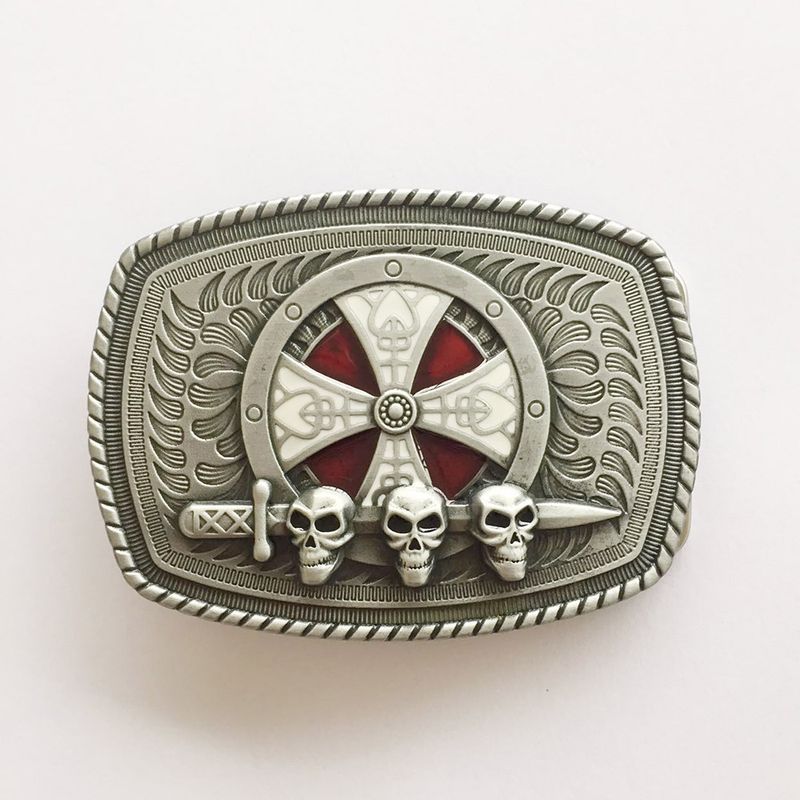 Vintage Enamel Celtic Shield Skull Sword Belt Buckle Gurtelschnalle Boucle de ceinture Hebilla