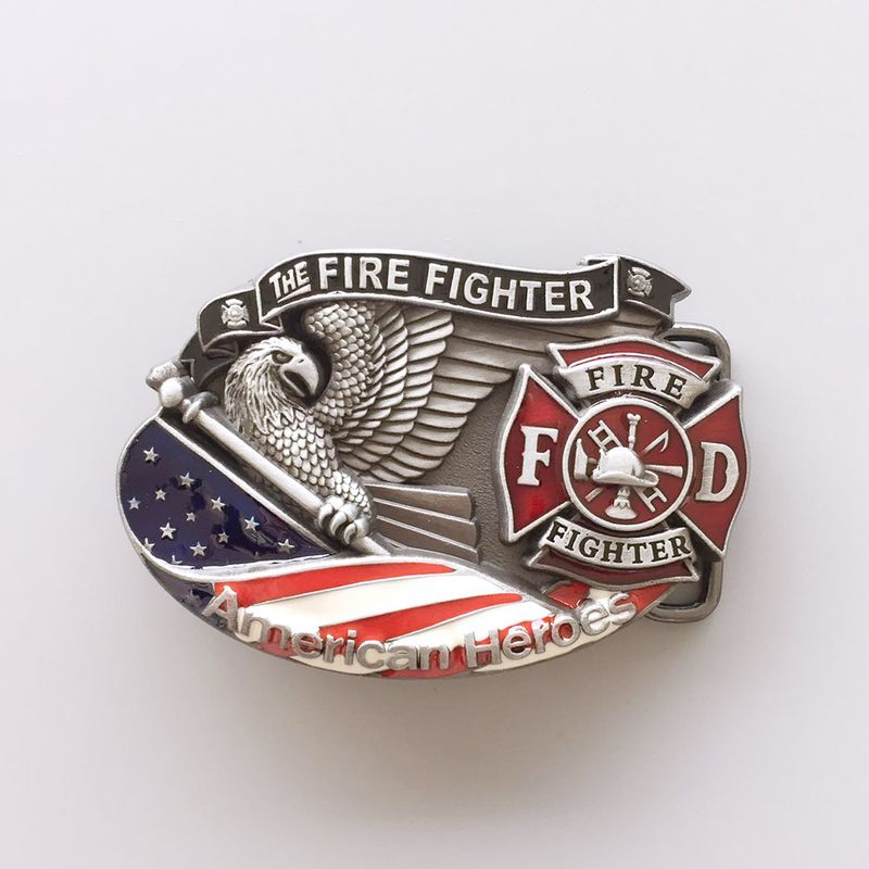 Vintage American Hero Firefighter Fire Enamel Belt Buckle also Stock in the US Gurtelschnalle Boucle de ceinture Hebilla