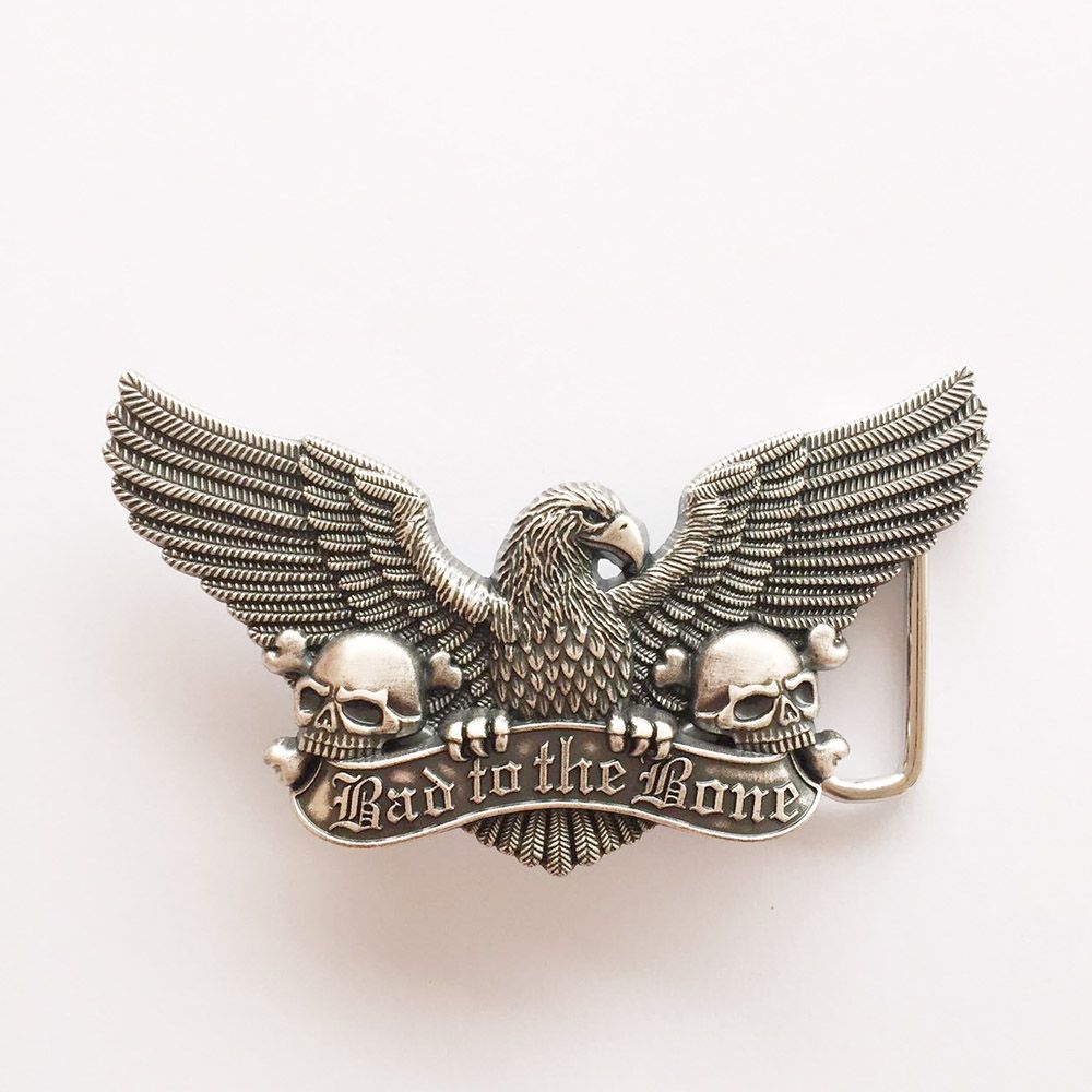 Vintage Silver Plated Wings Skulls Belt Buckle Gurtelschnalle Boucle de ceinture Hebilla