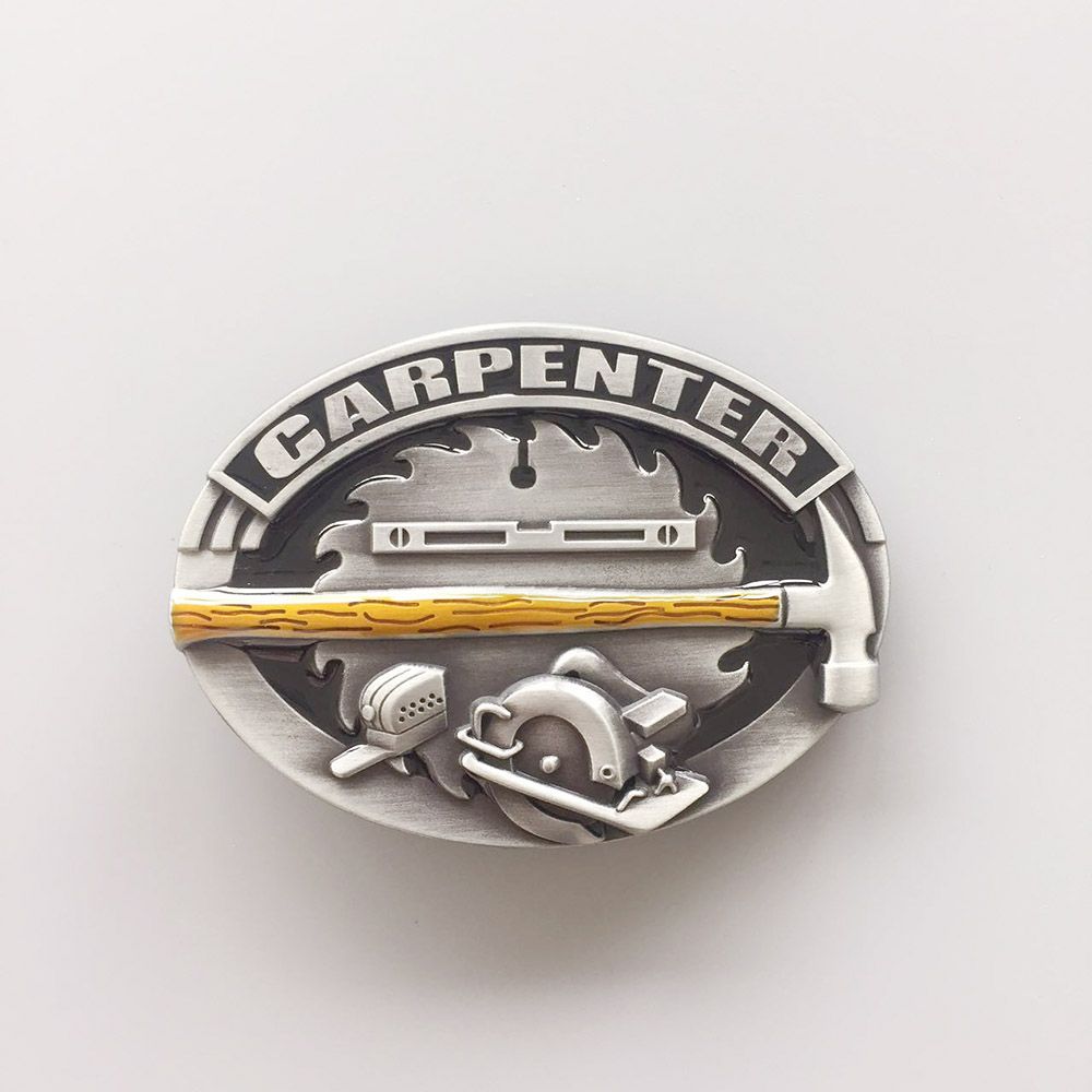 Vintage Style Enamel Tradesman Carpenter Hammer Belt Buckle