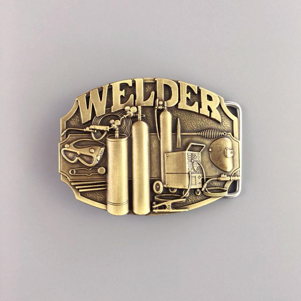 Antique Bronze Plated Welder Trades Tradesman Belt Buckle Hebilla