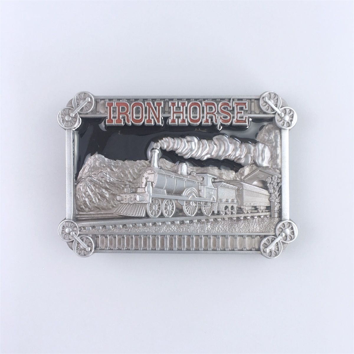Iron Horse Train Enamel Belt Buckle Hebilla