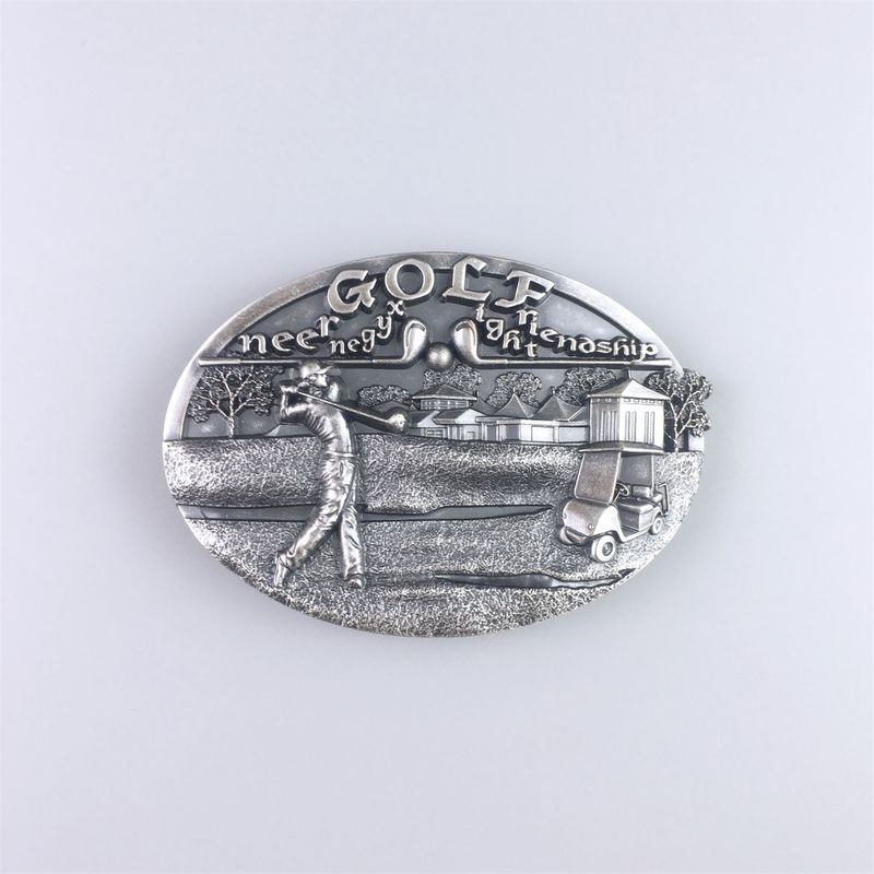 Vintage Silver Plated Golf Sports Oval Belt Buckle BUCKLE-T093SL