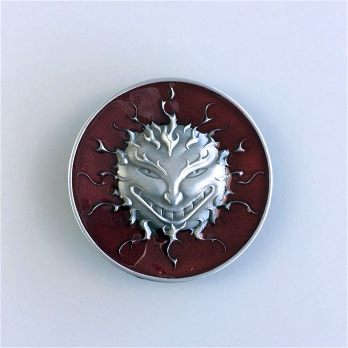 Vintage Red Enamel Devil Evil Face Belt Buckle Boucle