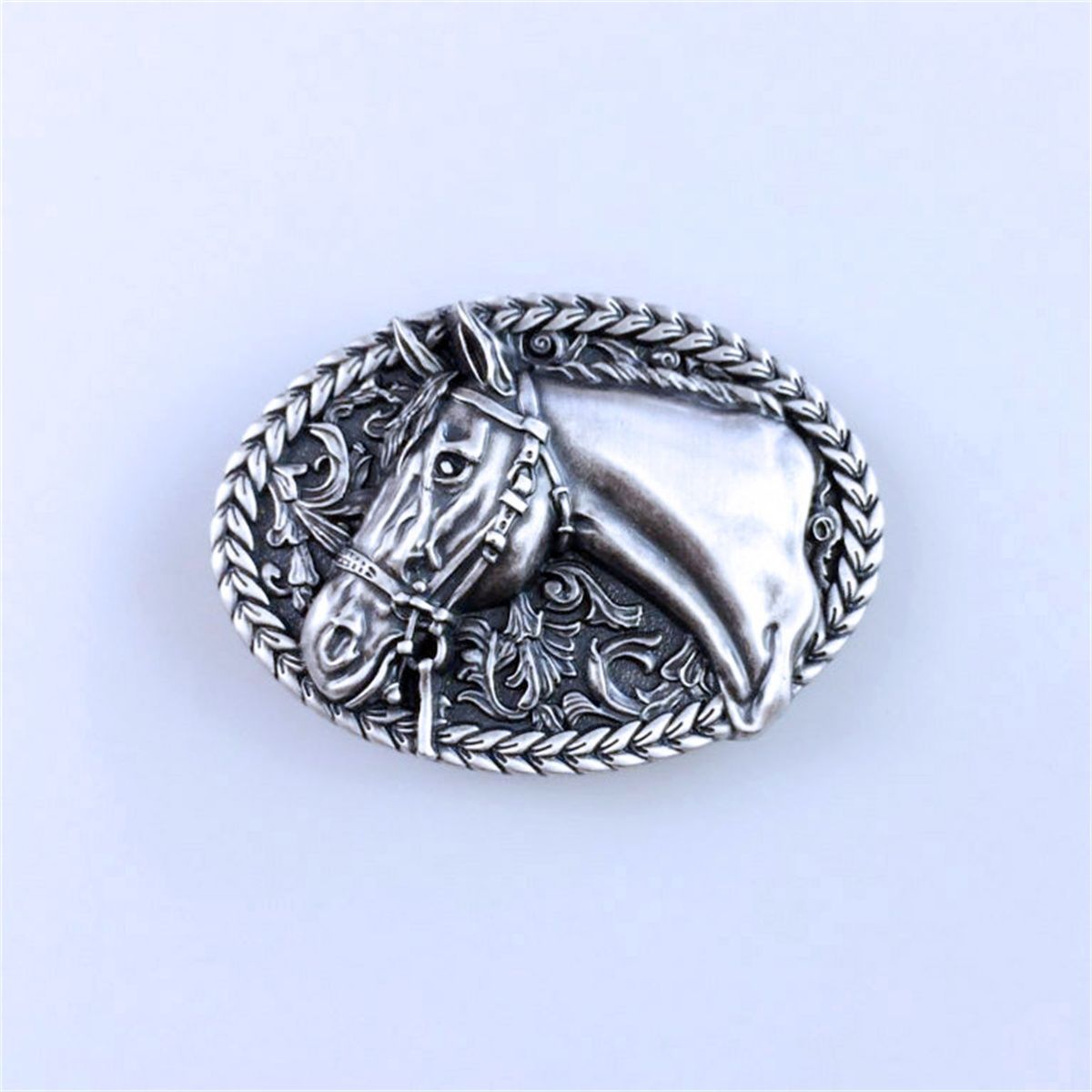 Vintage Silver Plated Horse Head Western Cowboy Belt Buckle
