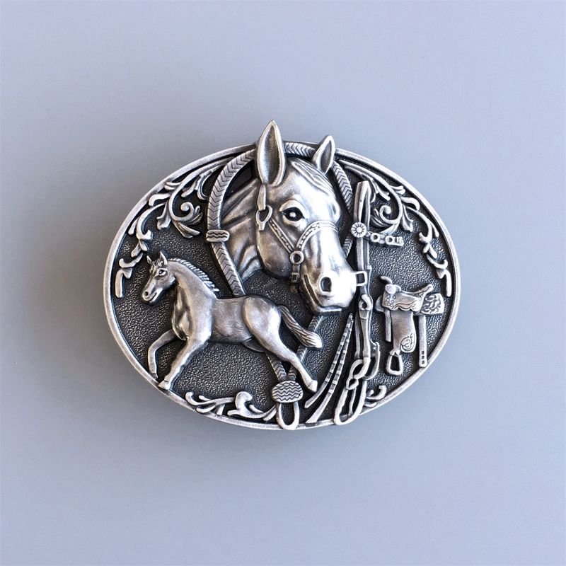 Vintage Silver Plated Horse Saddle Western Cowboy Belt Buckle BUCKLE-WT066SL