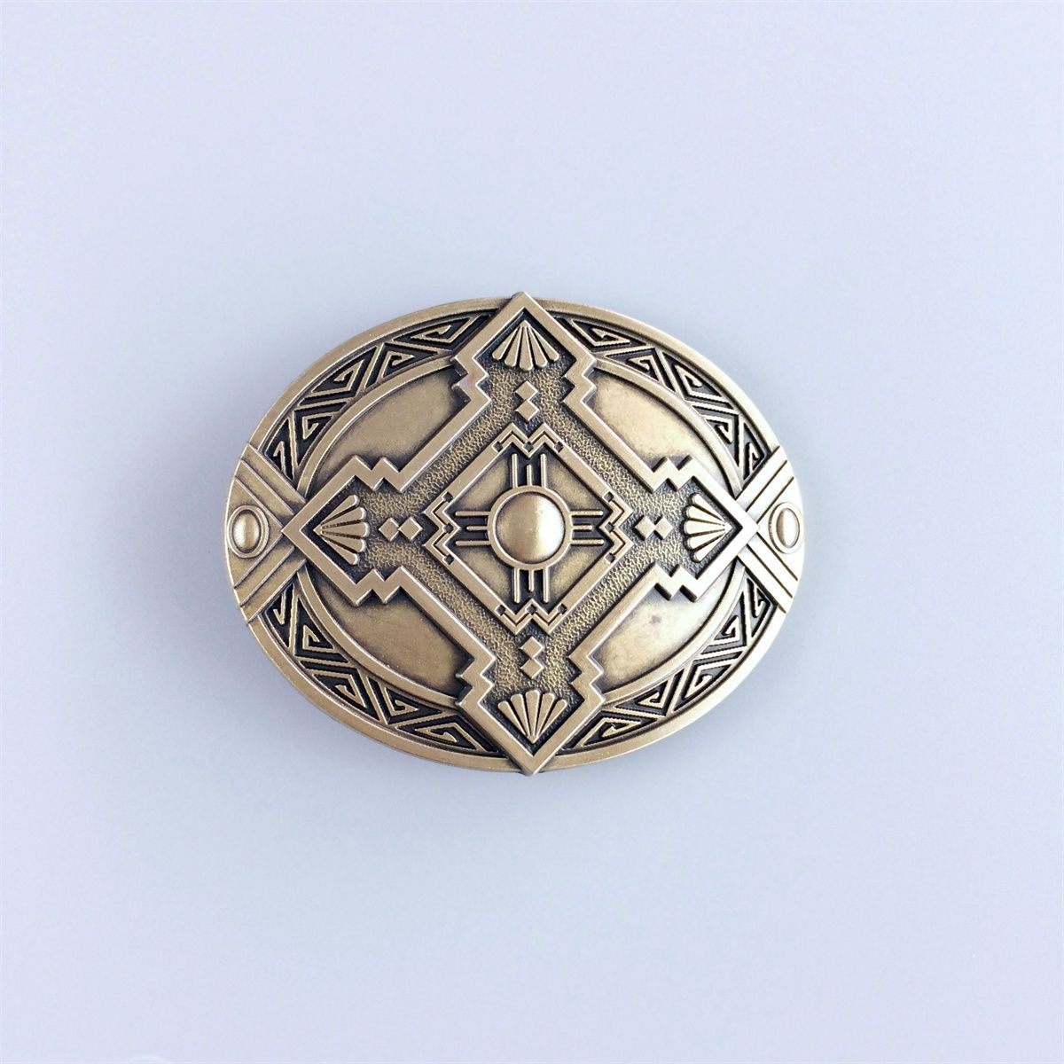 Vintage Bronze Plated Cross Celtic Knot Oval Southwest Belt Buckle