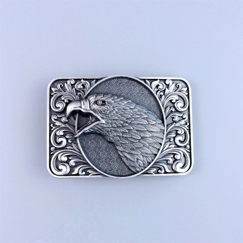 Vintage Silver Plated Eagle Head Western Belt Buckle BUCKLE-WT062SL