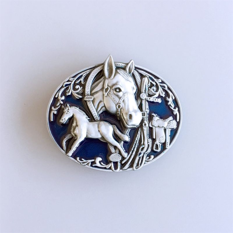 Vintage Style Enamel Horses Rodeo Western Cowboy Belt Buckle Hebilla BUCKLE-WT066