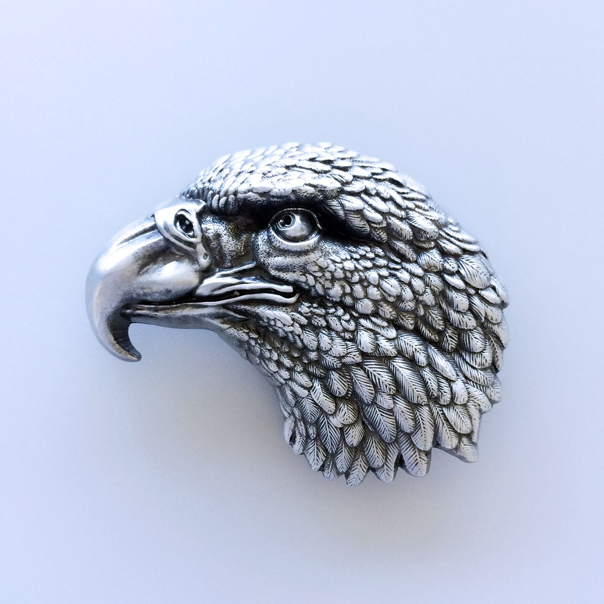 Antique Silver Vintage Style Eagle Head Wildlife Western Belt Buckle