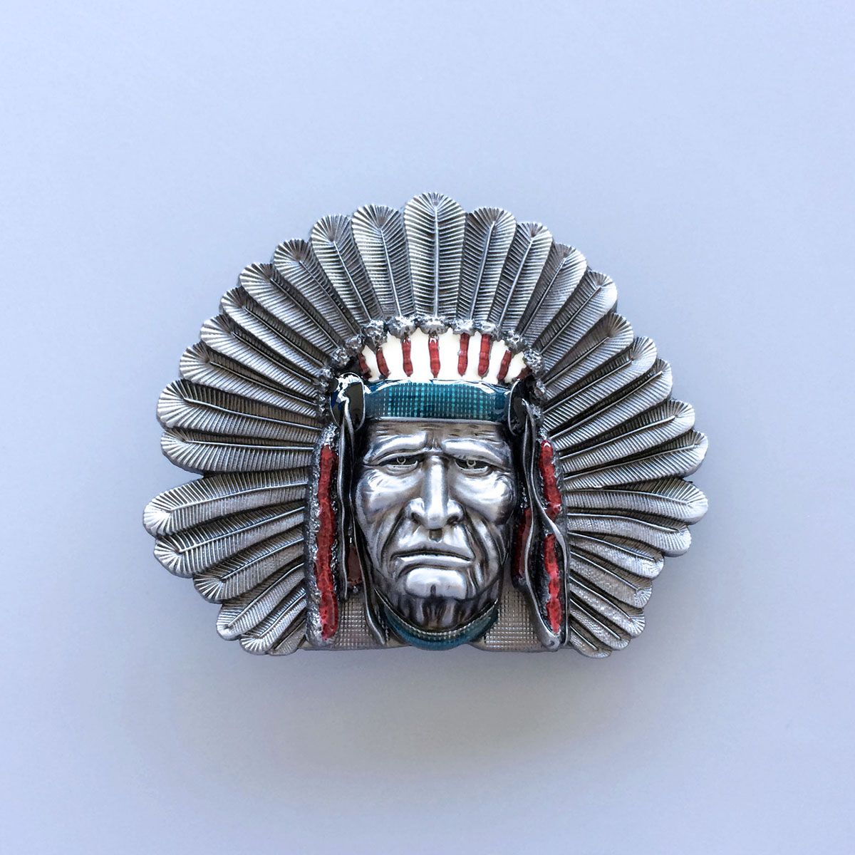 Vintage Style Western Chief Enamel Belt Buckle Boucle