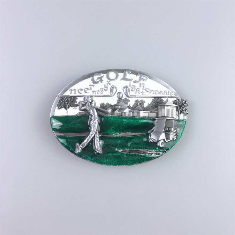 Vintage White Enamel Golf Golf Club Golf Sport Belt Buckle BUCKLE-T093WH
