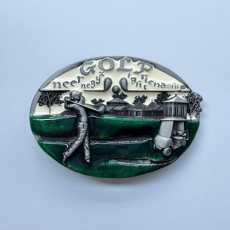 Vintage White Enamel Golf Golf Club Golf Sport Belt Buckle BUCKLE-T093WH