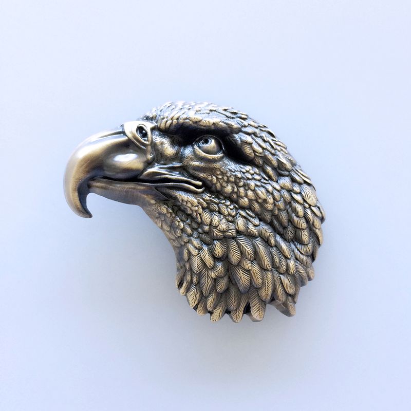Vintage Bronze Plated Eagle Head Western Belt Buckle Hebilla BUCKLE-WT001AB