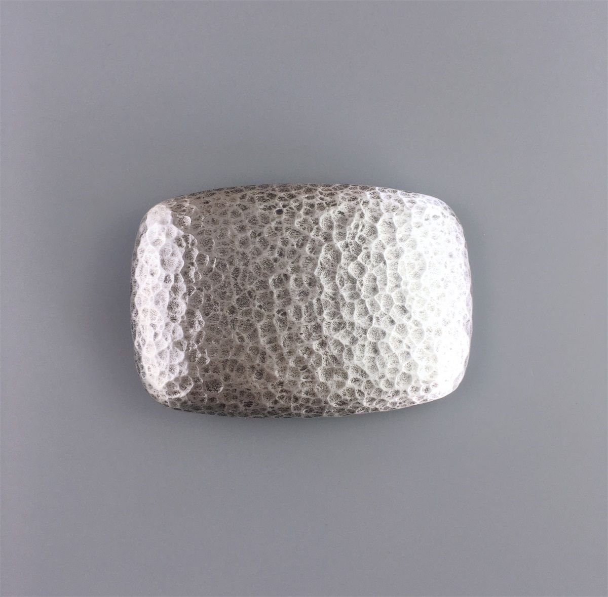 Vintage Silver Plated Hammer Forged Rectangle Belt Buckle