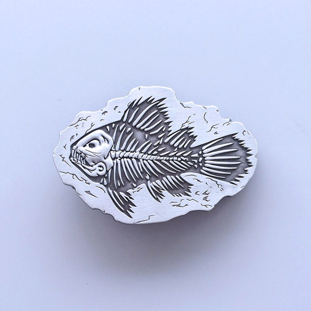 Vintage Fish Bone Fossil Belt Buckle