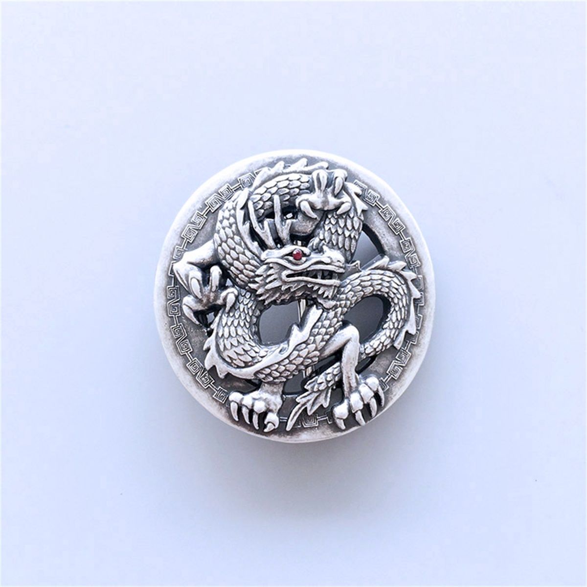Vintage Silver Plated Rhinestone Dragon Belt Buckle
