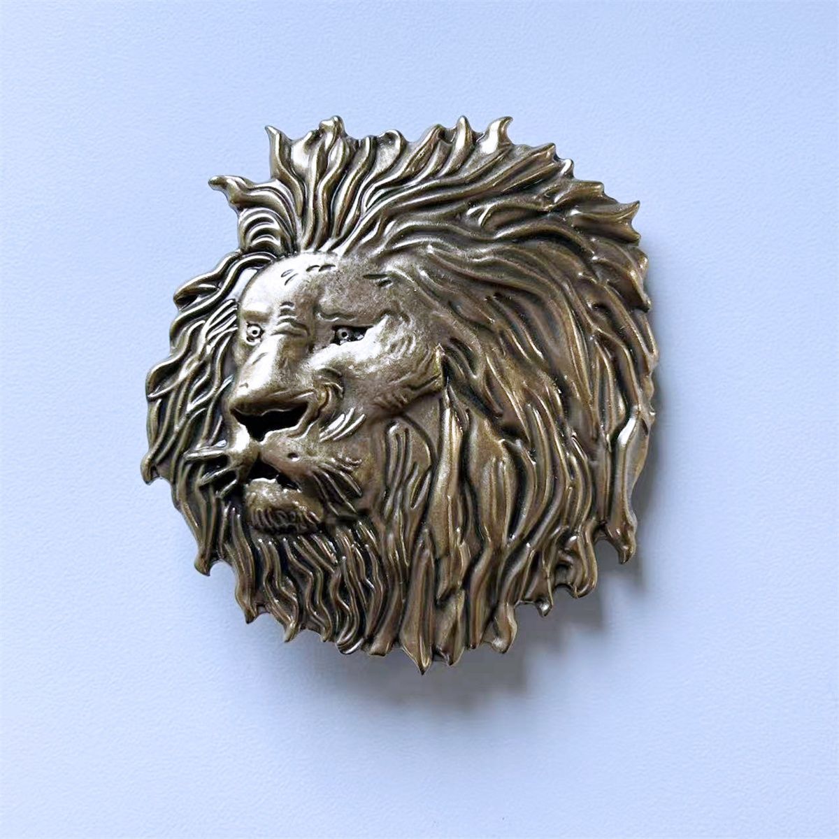 Vintage Distressed Lion Head Animal Wildlife Western Belt Buckle