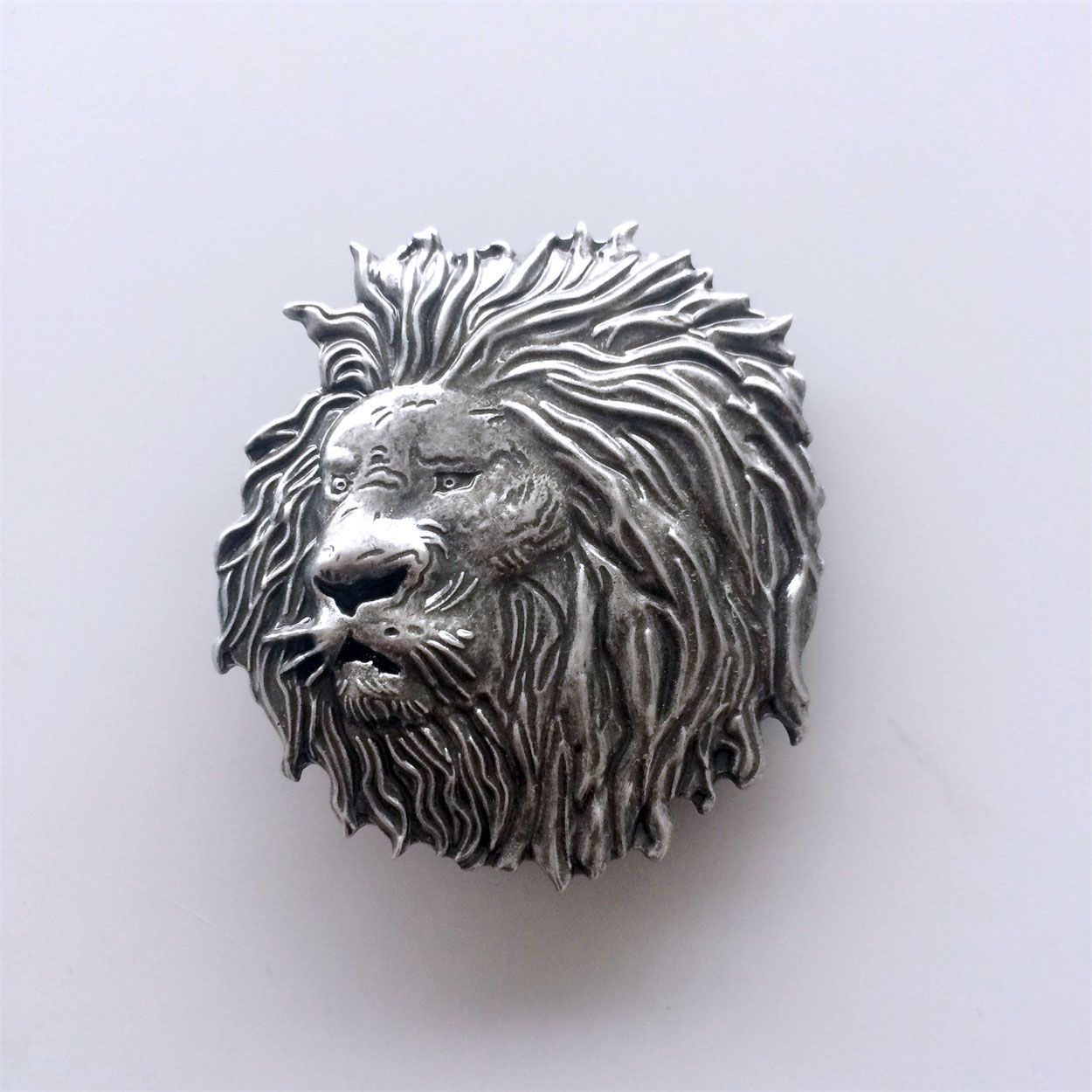 Vintage Distressed Lion Head Animal Wildlife Western Belt Buckle BUCKLE-WT032DR