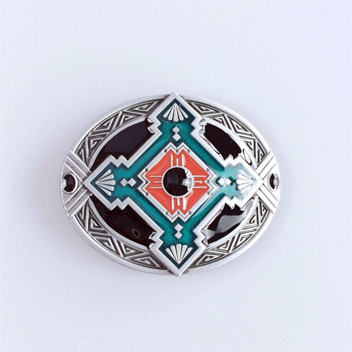 Vintage Style Enamel Cross Knot Oval Belt Buckle Hebilla