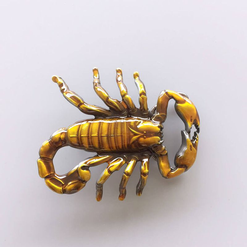 Vintage Style Cut Out Scorpion Yellow Enamel Belt Buckle Gurtelschnalle Boucle de ceinture Hebilla BUCKLE-3D013YE
