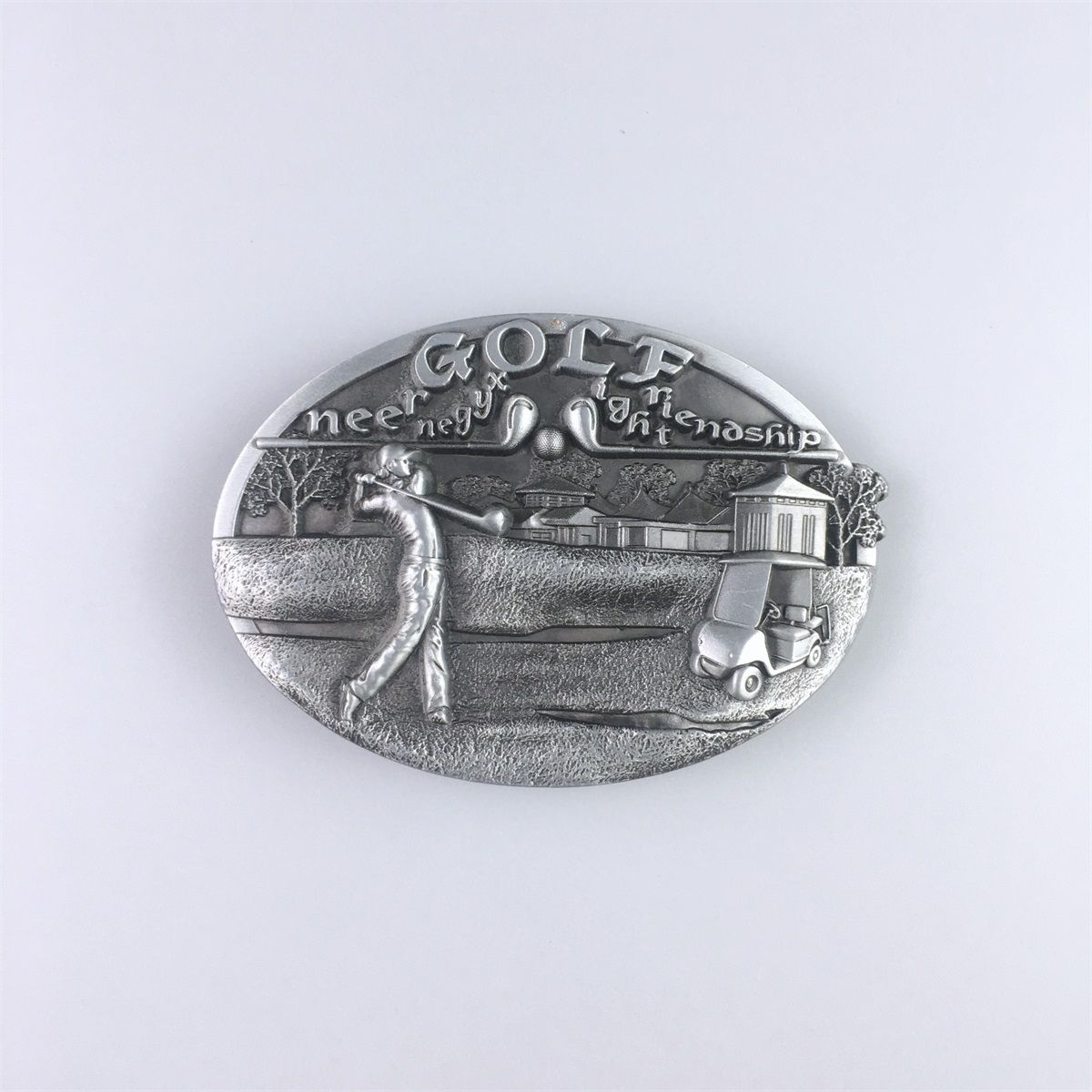 Antique Silver Golf Golf Club Golf Sport Belt Buckle