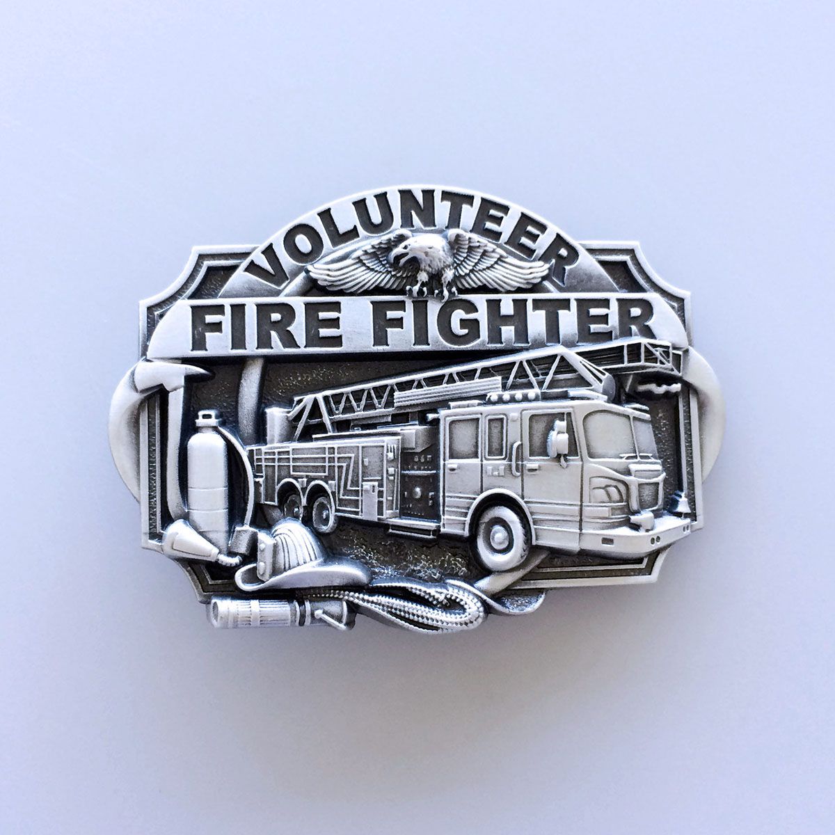 Vintage Style Western Volunteer Firefighter Fire Belt Buckle