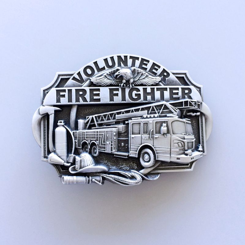 Vintage Style Western Volunteer Firefighter Fire Belt Buckle BUCKLE-WT007AS