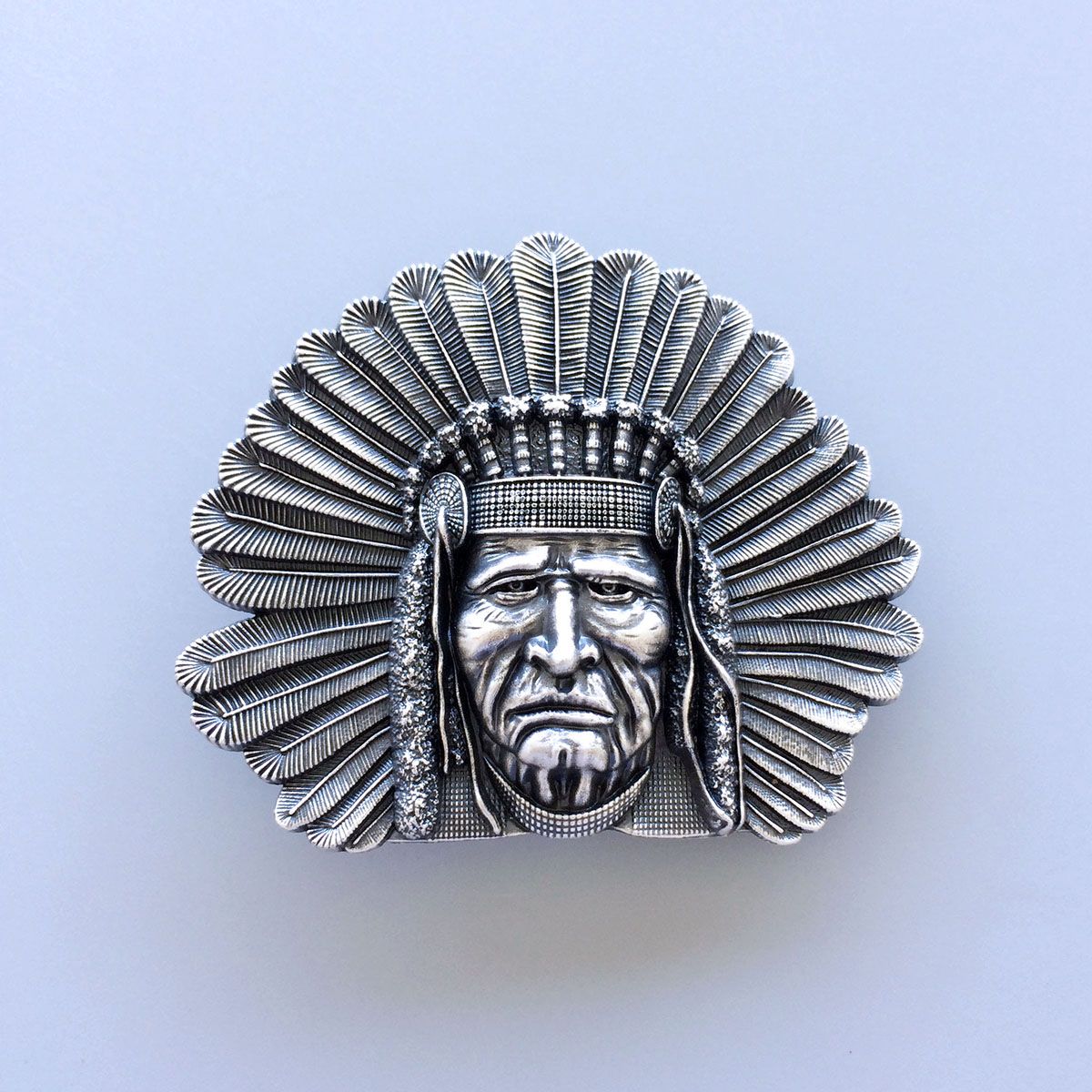 Vintage Silver Plated Chief Legend Western Belt Buckle