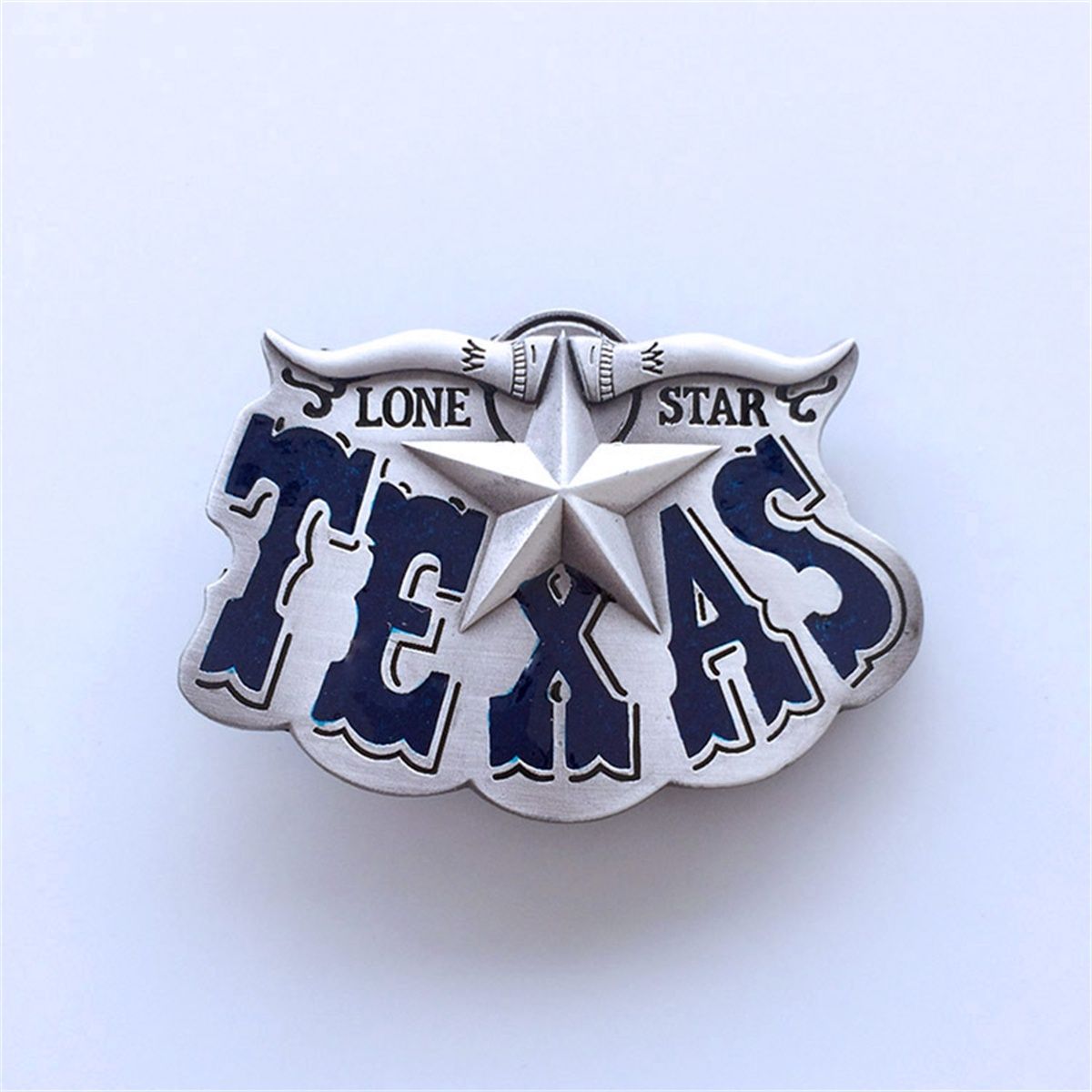 Vintage Blue Enamel Western Star Cowboy Belt Buckle