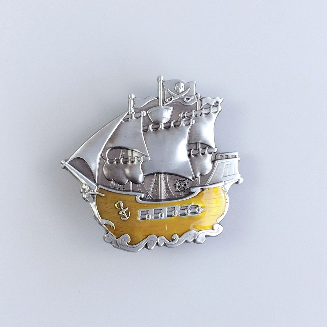 Vintage Style Enamel Warship Boat Belt Buckle